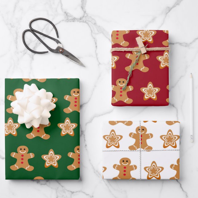 Hoja De Papel De Regalo Navidades festivos con galletas de jengibre (Anverso)