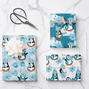 Hoja De Papel De Regalo Navidades festivos con tintes de pingüino