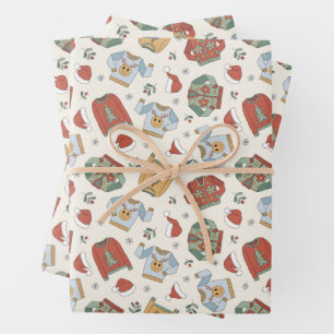 Hoja De Papel De Regalo Navidades festivos Patrón de sudores y Gorras