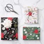 Hoja De Papel De Regalo Navidades festivos Patrón floral coordinado<br><div class="desc">¡Coordina su envoltura de regalo con tres papeles de envoltura de regalo que tienen diseños coordinados! Hace una gran presentación.</div>