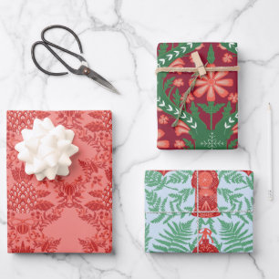 Hoja De Papel De Regalo Navidades festivos Patrón rojo y verde