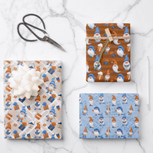 Hoja De Papel De Regalo Navidades festivos patrones de baldosas de los gno