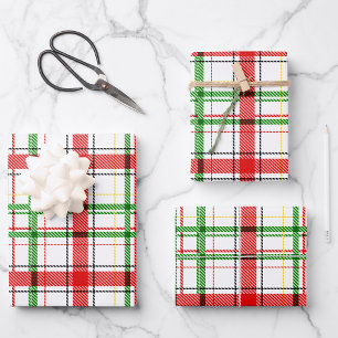 Hoja De Papel De Regalo Navidades Flannel Plaid Tartan Design - Blanco