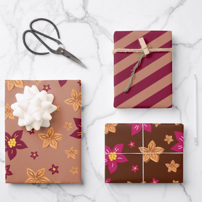 Hoja De Papel De Regalo Navidades florales (Anverso)