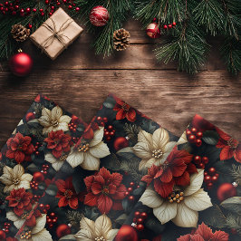 Hoja De Papel De Regalo Navidades florales de época