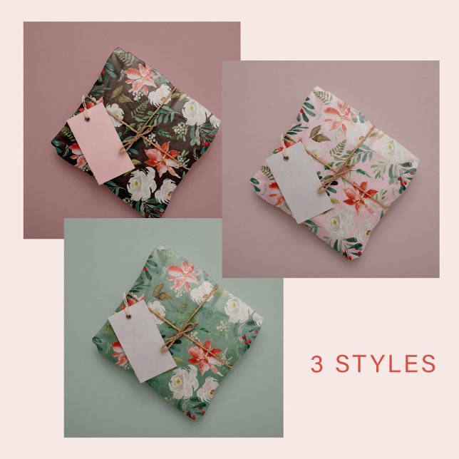 Hoja De Papel De Regalo Navidades florales estacionales acuáticos elegante (Subido por el creador)
