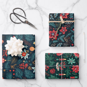 Hoja De Papel De Regalo Navidades florales modernos Navidad