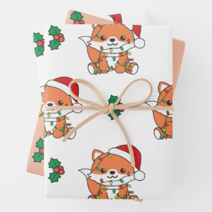 Hoja De Papel De Regalo Navidades Fox de Animales de Invierno
