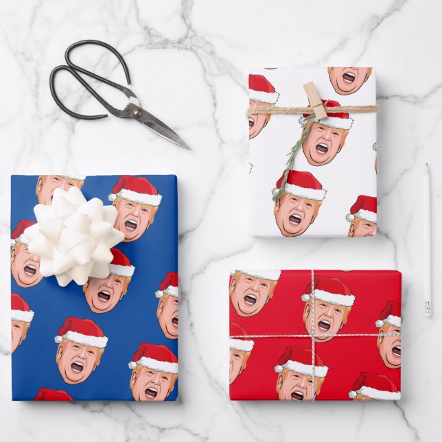 Hoja De Papel De Regalo Navidades furiosos de Donald Trump (Anverso)