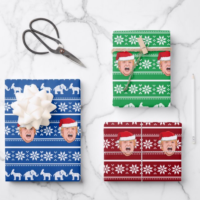 Hoja De Papel De Regalo Navidades furiosos de Donald Trump (Anverso)