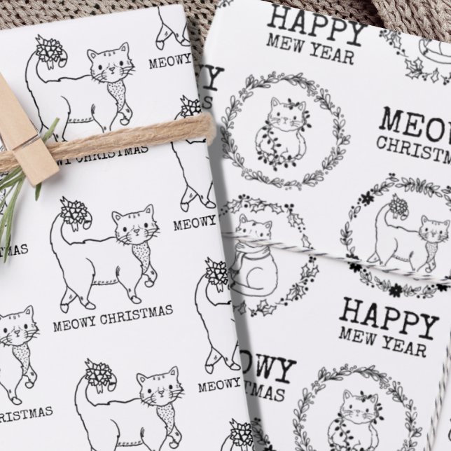 Hoja De Papel De Regalo Navidades Gatos Navidades Meowy Cute (Subido por el creador)