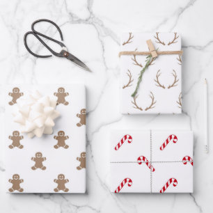 Hoja De Papel De Regalo Navidades Gingerbread Reindeer Candy Rojo