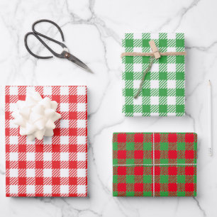 Hoja De Papel De Regalo Navidades Gingham Trio