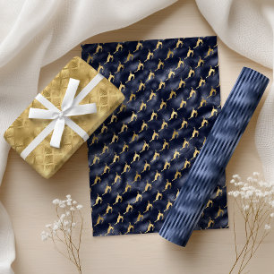 Hoja De Papel De Regalo Navidades Glam Navy fanáticos de ciervos de oro az