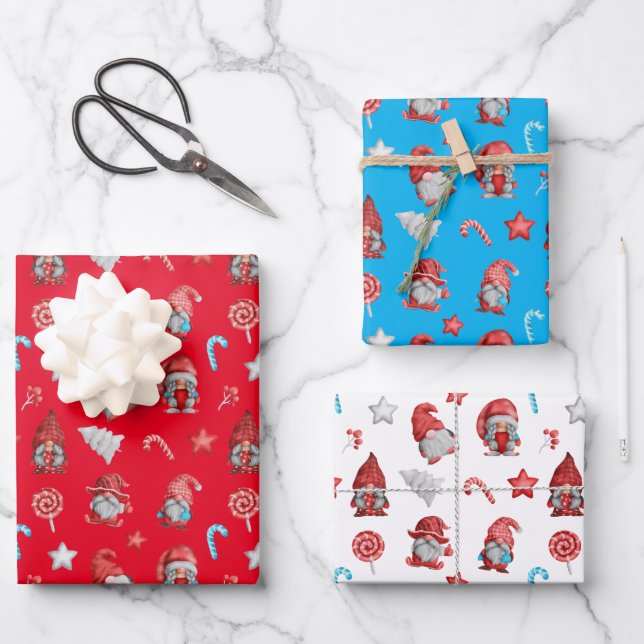 Hoja De Papel De Regalo Navidades Gnomes (Anverso)