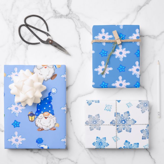 Hoja De Papel De Regalo Navidades Gnomes (Anverso)