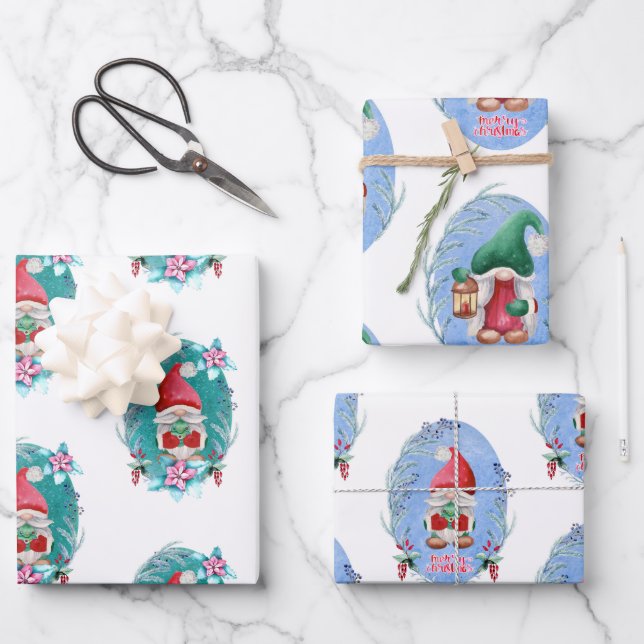 Hoja De Papel De Regalo Navidades Gnomes (Anverso)