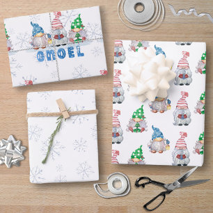 Hoja De Papel De Regalo Navidades Gnomes GNOEL Invierno Snowflake