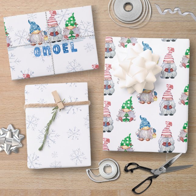 Hoja De Papel De Regalo Navidades Gnomes GNOEL Invierno Snowflake (Subido por el creador)