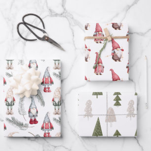 Hoja De Papel De Regalo Navidades Gnomes Woodland Pine