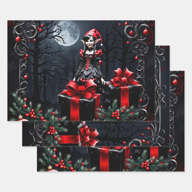 Hoja De Papel De Regalo Navidades góticos, Elf. (Set)