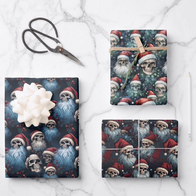 Hoja De Papel De Regalo Navidades góticos estallan en Santa Hats Gothmas (Anverso)