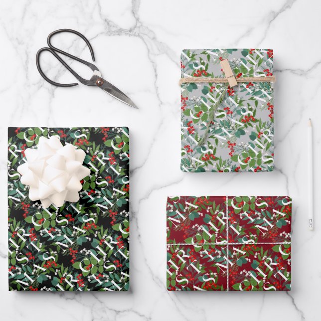 Hoja De Papel De Regalo NAVIDADES Greenery Berries (Anverso)