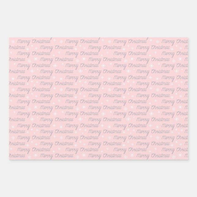 Hoja De Papel De Regalo Navidades gris blanco rosa plata simple elegante (Anverso)