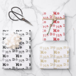 Hoja De Papel De Regalo Navidades Ho Ho Ho Ho blanco rojo dorado blanco li