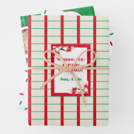 Hoja De Papel De Regalo Navidades Holiday cookies gato Poinsettia