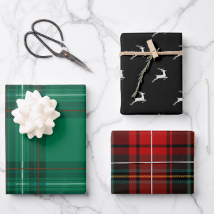 Hoja De Papel De Regalo Navidades Holiday Deer Red Green Plaid