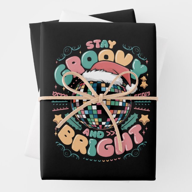 Hoja De Papel De Regalo Navidades Holiday Groovy Stay Groovy Y Bright (In situ)