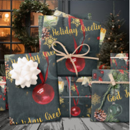 Hoja De Papel De Regalo Navidades Holiday Splendor Editar El Saludo