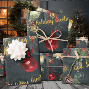 Hoja De Papel De Regalo Navidades Holiday Splendor Editar El Saludo