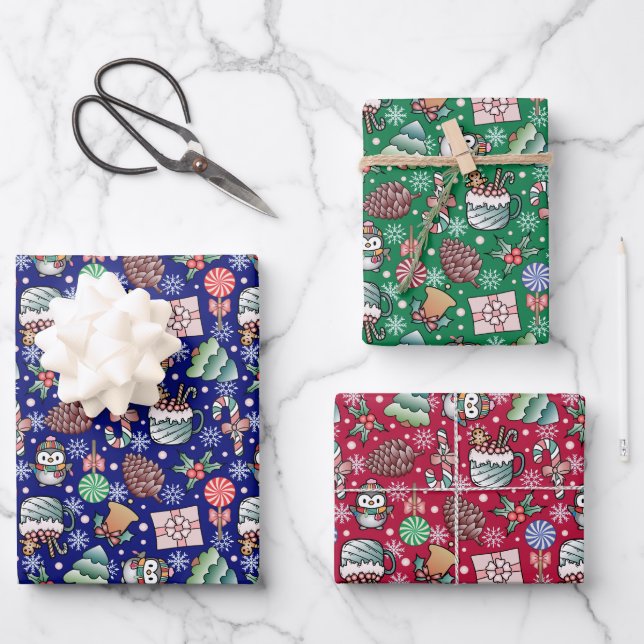 Hoja De Papel De Regalo Navidades Holiday Winter Tema (Anverso)