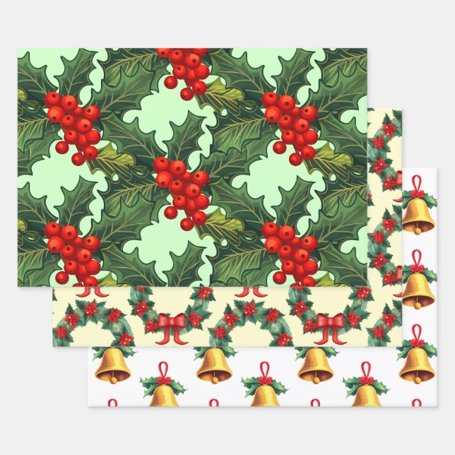 Hoja De Papel De Regalo Navidades Holly Berries (Set)