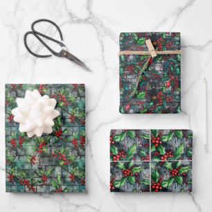 Hoja De Papel De Regalo Navidades Holly Graffiti