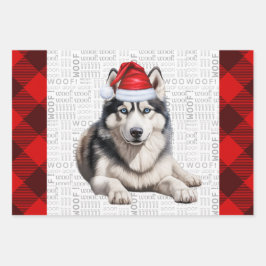 Hoja De Papel De Regalo Navidades Husky Siberiano Perro Red Buffalo Tapado