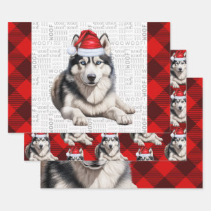 Hoja De Papel De Regalo Navidades Husky Siberiano Perro Red Buffalo Tapado