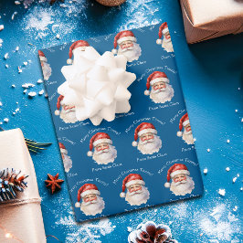 Hoja De Papel De Regalo Navidades infantiles personalizados de Blue Santa 