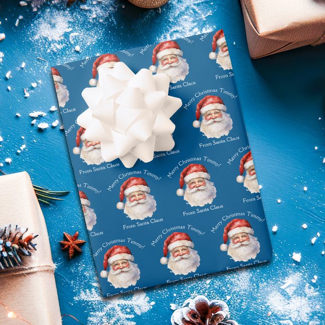 Hoja De Papel De Regalo Navidades infantiles personalizados de Blue Santa  (Subido por el creador)