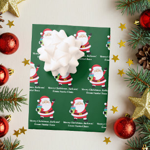 Hoja De Papel De Regalo Navidades infantiles personalizados de Green Santa