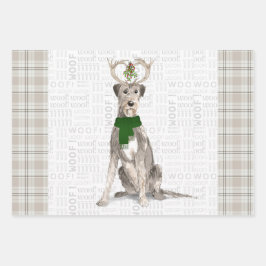 Hoja De Papel De Regalo Navidades irlandeses de Wolfhound perro y perro