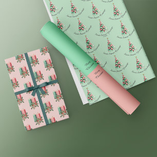 Hoja De Papel De Regalo Navidades Macaron Trees y Velas Personalizado Mens