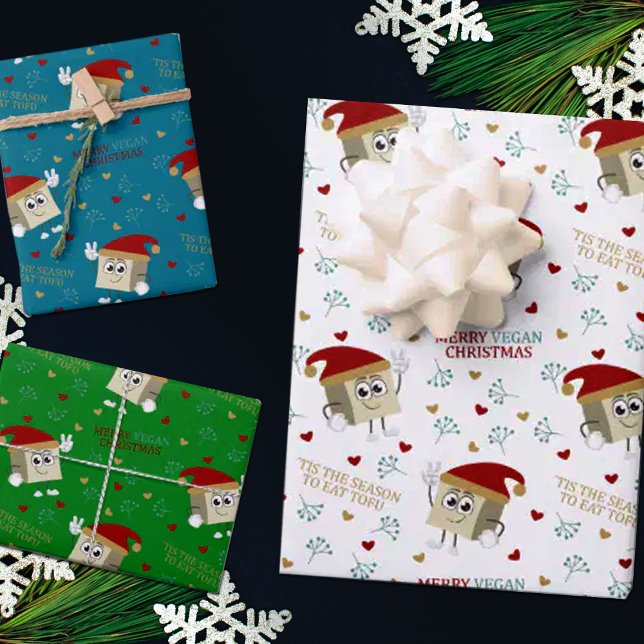 Hoja De Papel De Regalo Navidades Merry Vegan, Cita divertida de tofu (Subido por el creador)