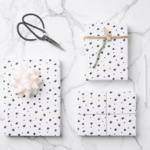Hoja De Papel De Regalo Navidades minimalistas Estrellas simples en blanco