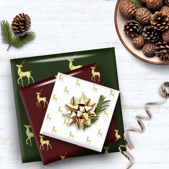 Hoja De Papel De Regalo Navidades mínimos reno de oro (Subido por el creador)