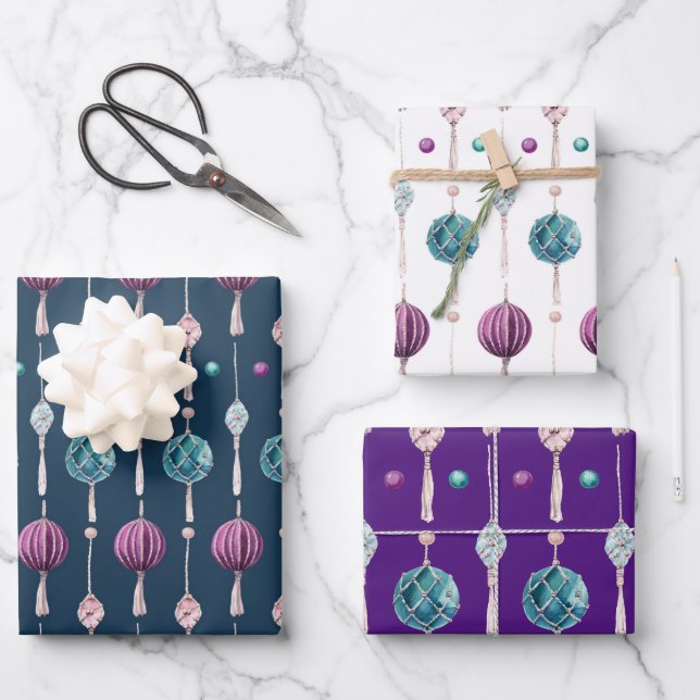 Hoja De Papel De Regalo Navidades Modelo de Bauble Moderno (Anverso)