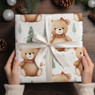 Hoja De Papel De Regalo Navidades modernos adoran osos de peluche