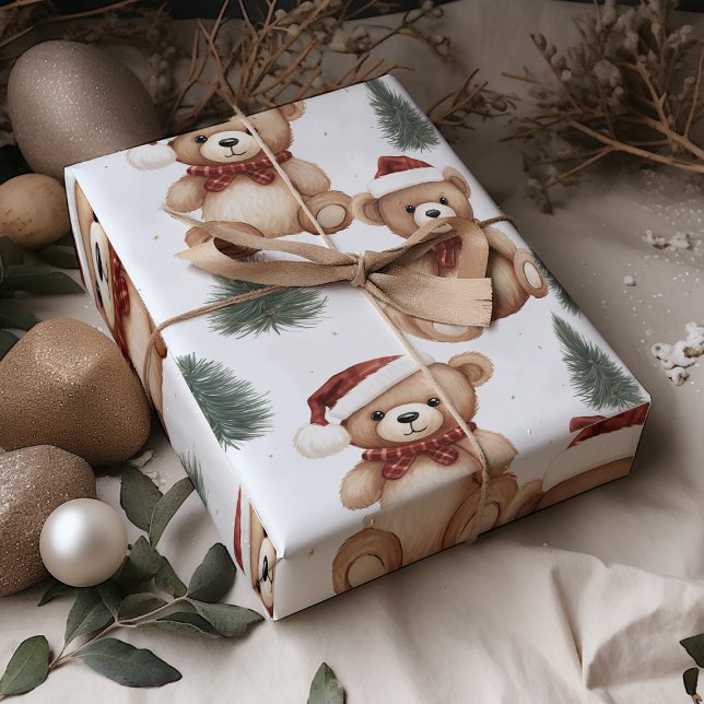 Hoja De Papel De Regalo Navidades modernos adoran osos de peluche (Subido por el creador)